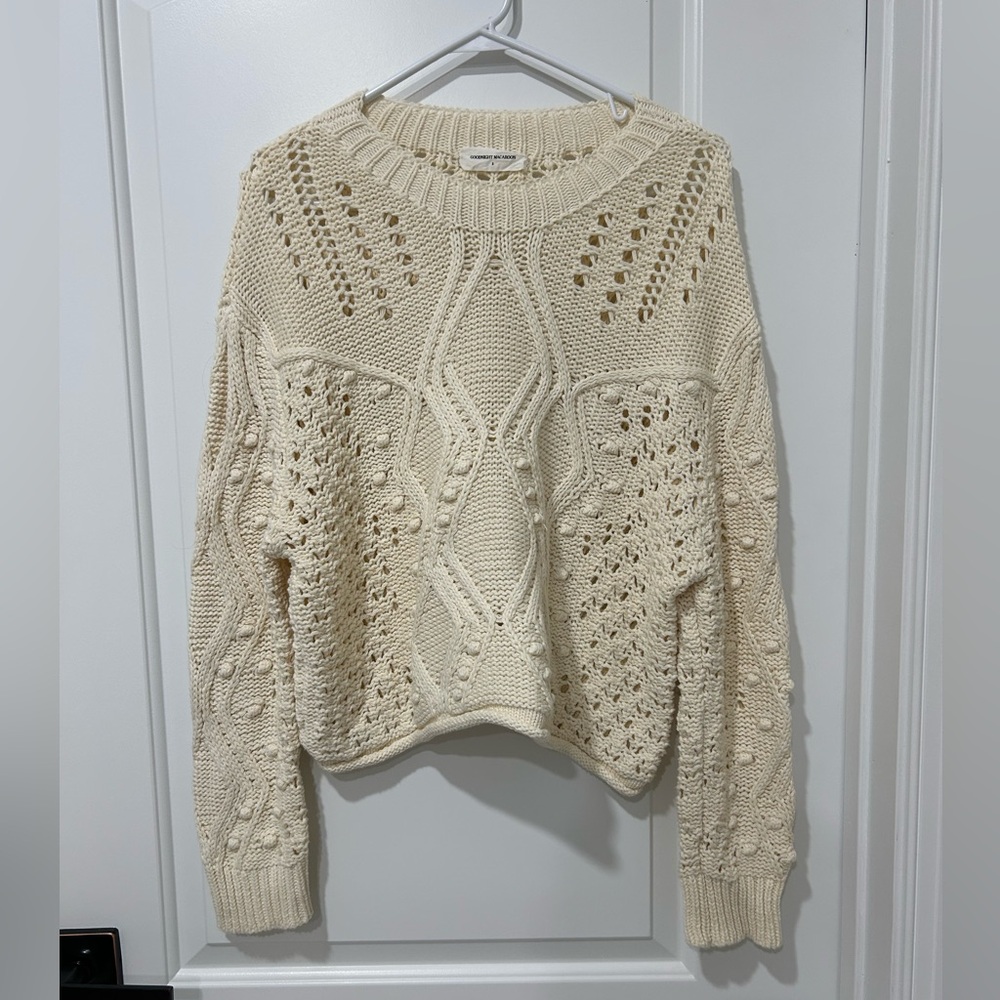 Goodnight Macaroon Cream Pom Pom Knit Sweater - Size Small
